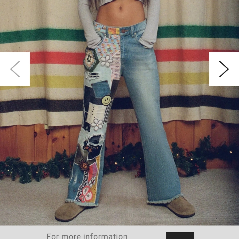 BDG Light Blue Patchwork Wide Leg Jeans